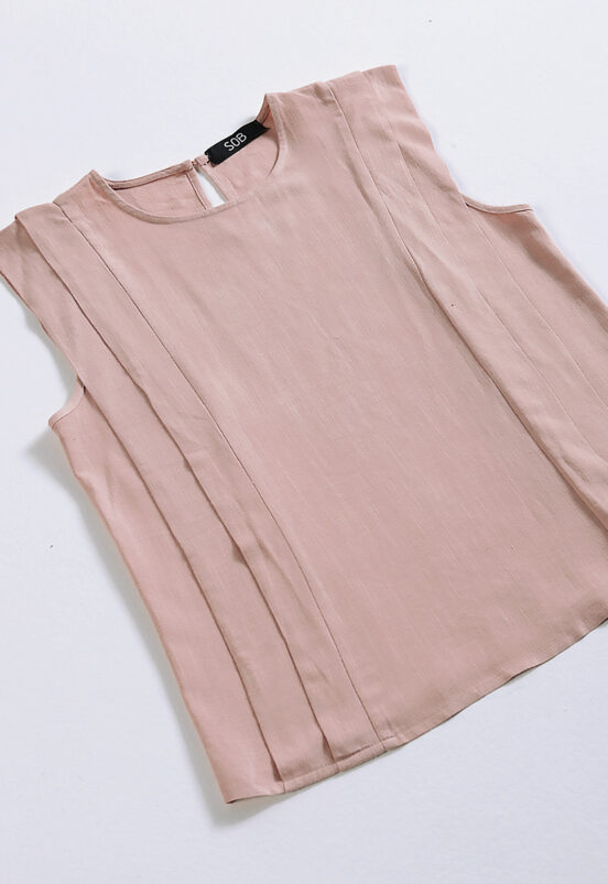 Blusa de Linho Manga Curta Rosa com Pregas Sob - Image 8