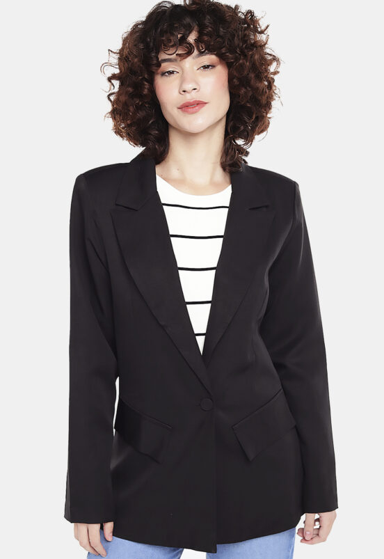 Blazer Preto Feminino Alfaiataria Acinturado Sob Forrado - Image 4