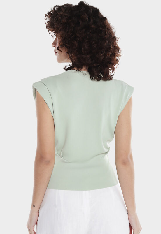 Blusa de Viscose com Ombreira Tricot Sob Verde Claro - Image 5