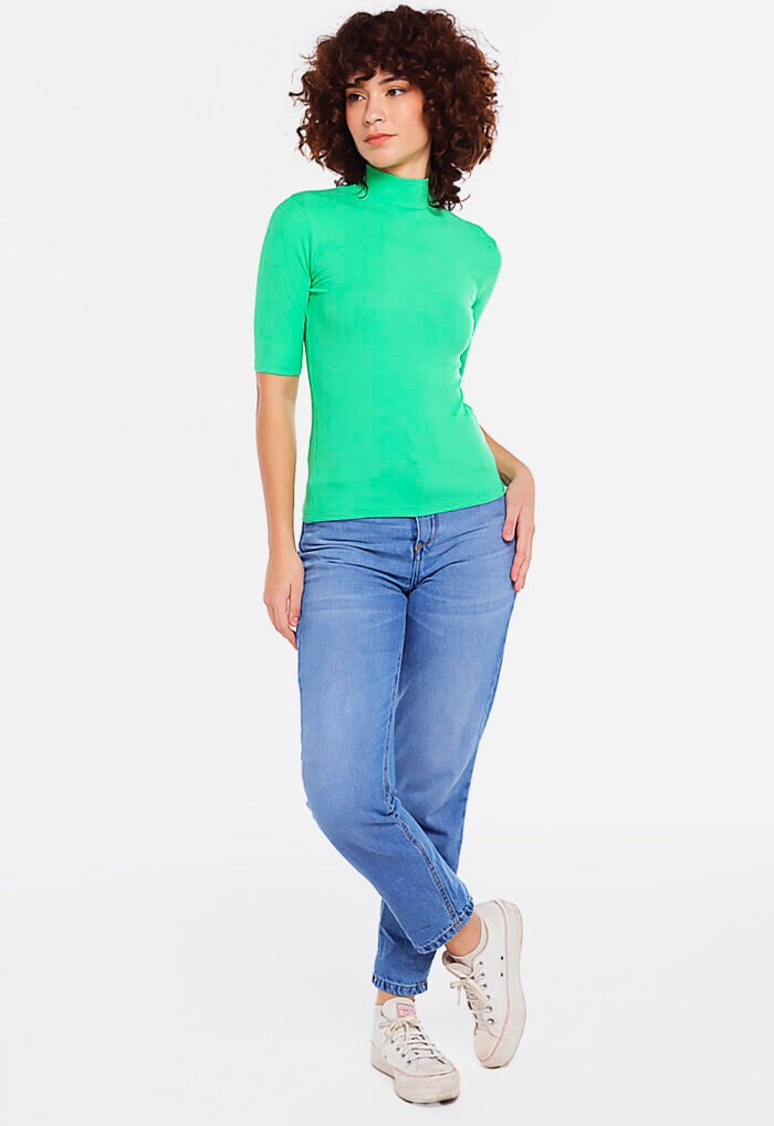 Blusa Viscose Canelada com Mangas Verde Sob - Imagem 6