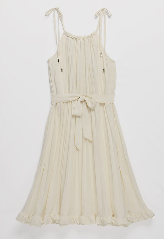 Vestido Midi de Festa Plissado Creme Sob - Image 3
