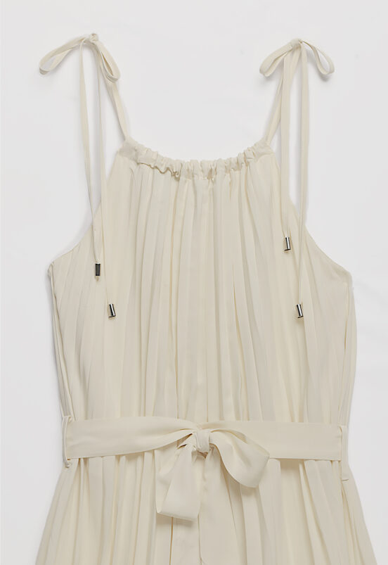 Vestido Midi de Festa Plissado Creme Sob - Image 8