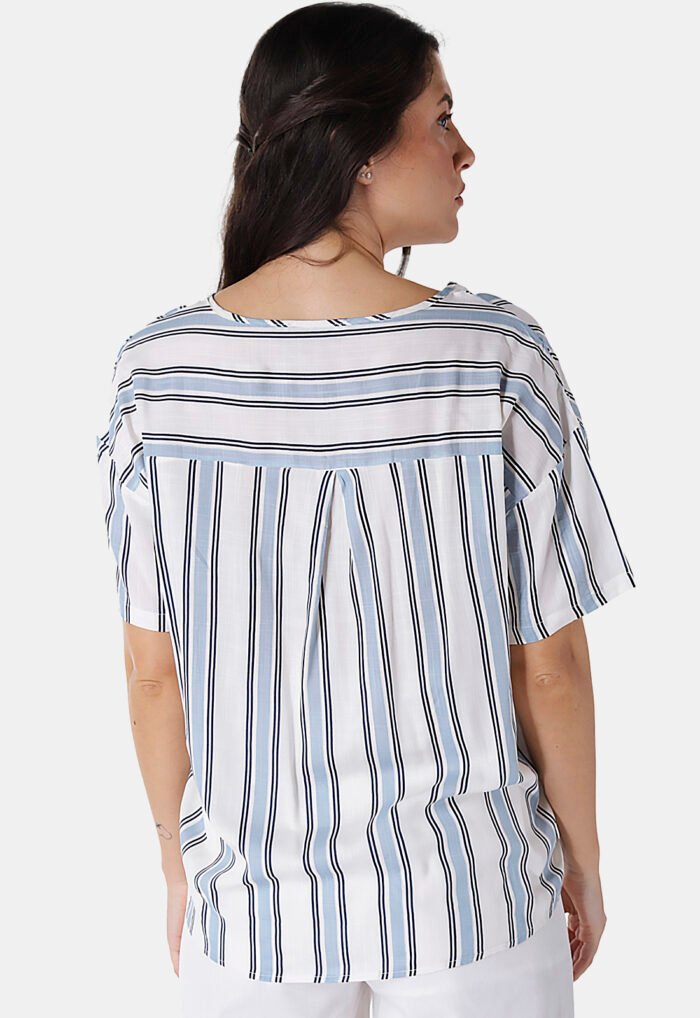 Blusa de Viscose com Mangas Listrada Azul Sob - Imagem 6