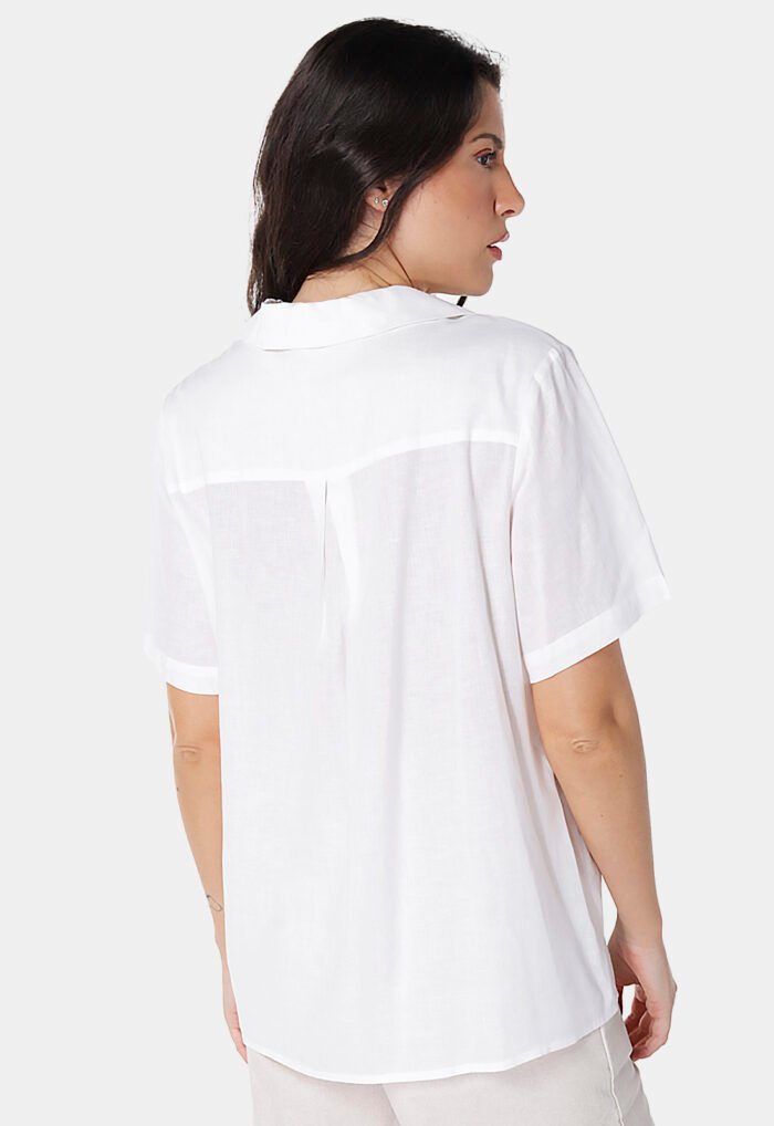 Camisa Branca de Linho com Viscose Manga Curta Sob - Imagem 5
