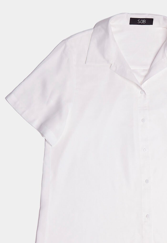 Camisa Branca de Linho com Viscose Manga Curta Sob - Imagem 4