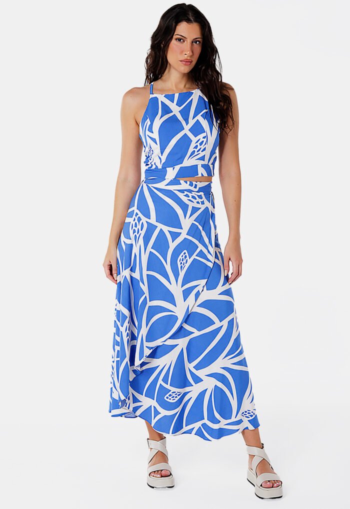 Conjunto Saia Longa e Blusa com Bojo Estampado Azul Sob - Imagem 7