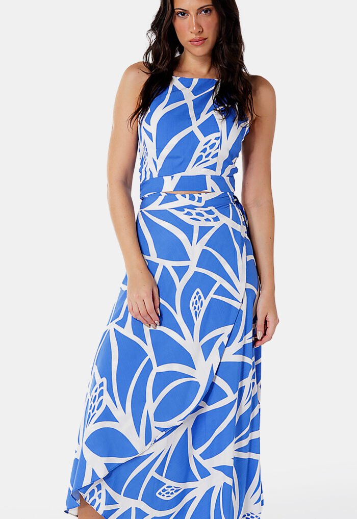 Conjunto Saia Longa e Blusa com Bojo Estampado Azul Sob - Imagem 6
