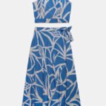 Conjunto Saia Longa e Blusa com Bojo Estampado Azul Sob