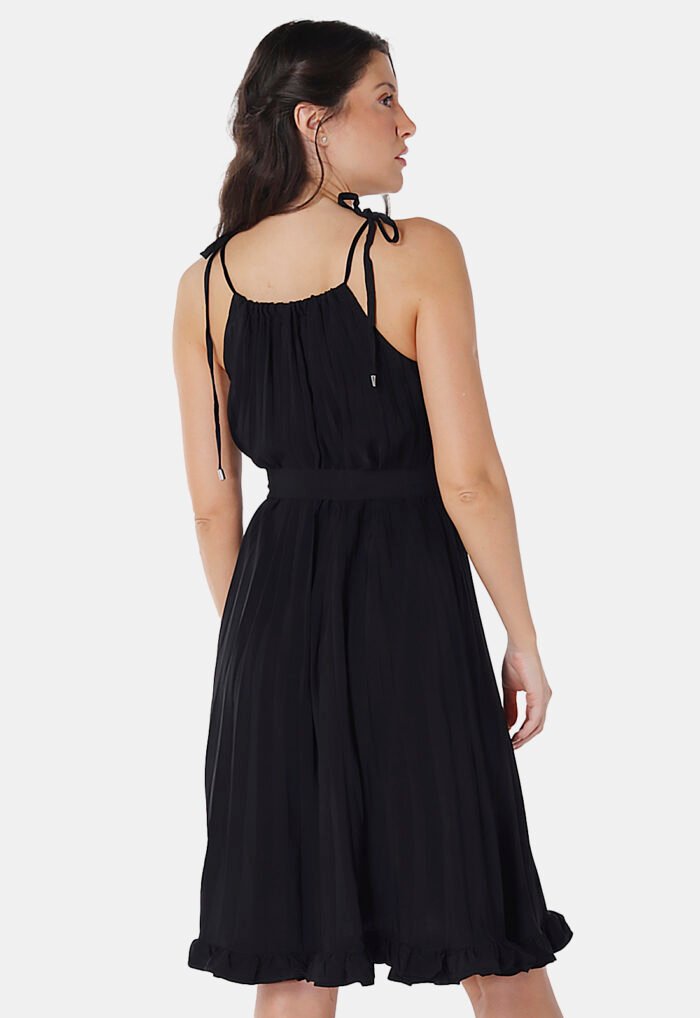 Vestido Midi de Festa Preto Plissado Sob - Imagem 4