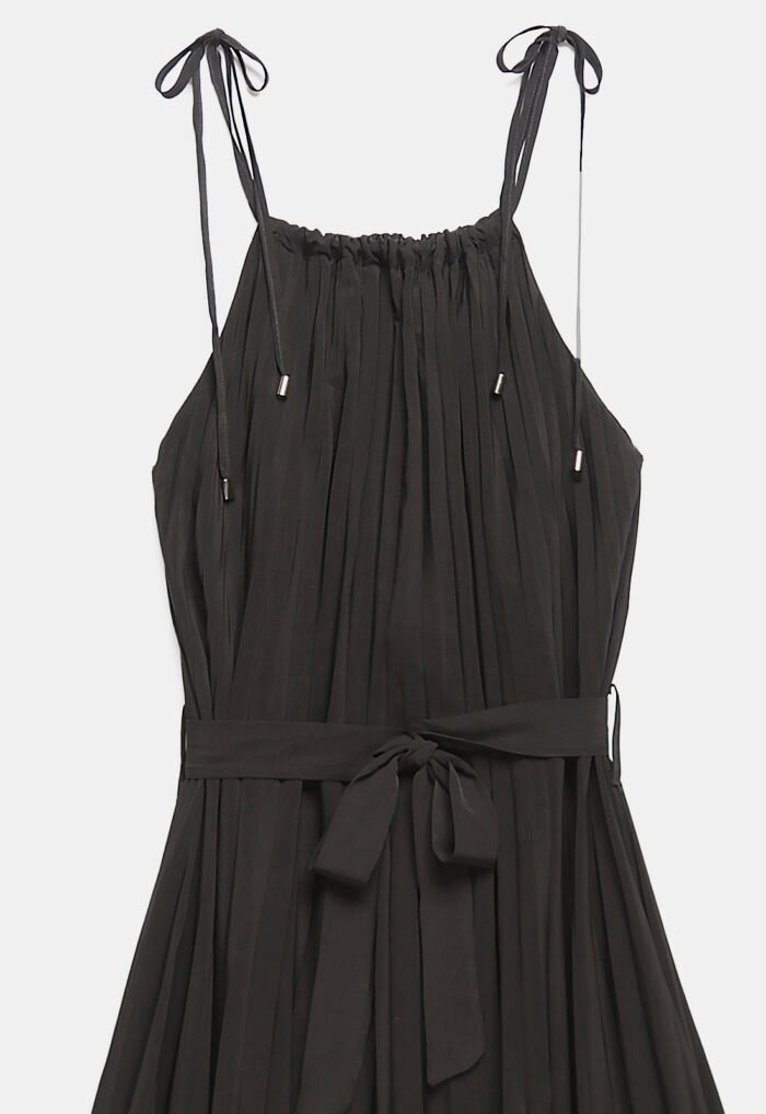 Vestido Midi de Festa Preto Plissado Sob - Imagem 3