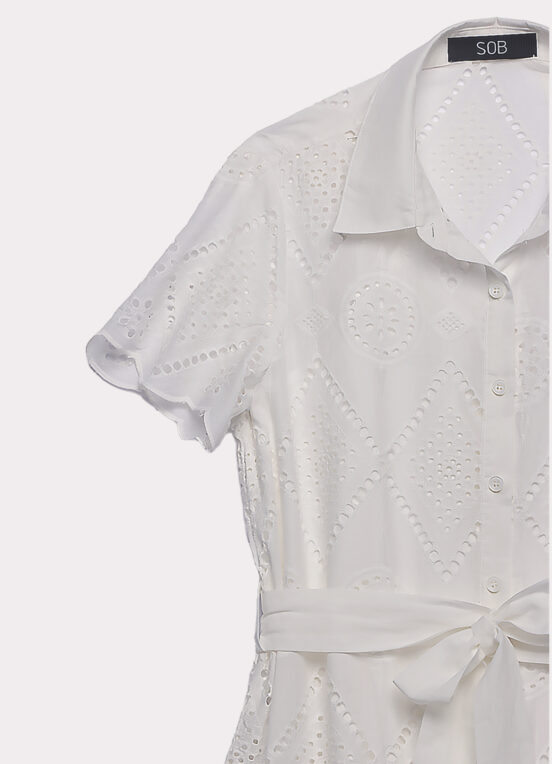 Vestido Branco Longo de Laise com Mangas Algodão - Image 7