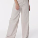 Calça de Linho Areia Pantalona Alfaiataria Feminina Sob