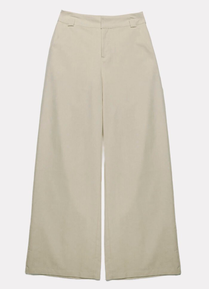 Calça de Linho Areia Pantalona Alfaiataria Feminina Sob - Imagem 6