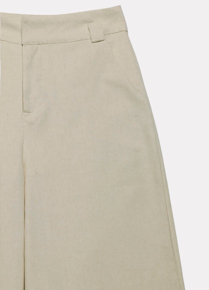 Calça de Linho Areia Pantalona Alfaiataria Feminina Sob - Imagem 7