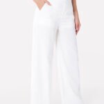 Calça de Linho Branca Pantalona Alfaiataria Feminina Sob