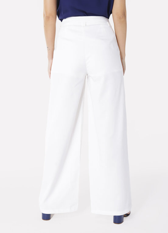 Calça de Linho Branca Pantalona Alfaiataria Feminina Sob - Image 4