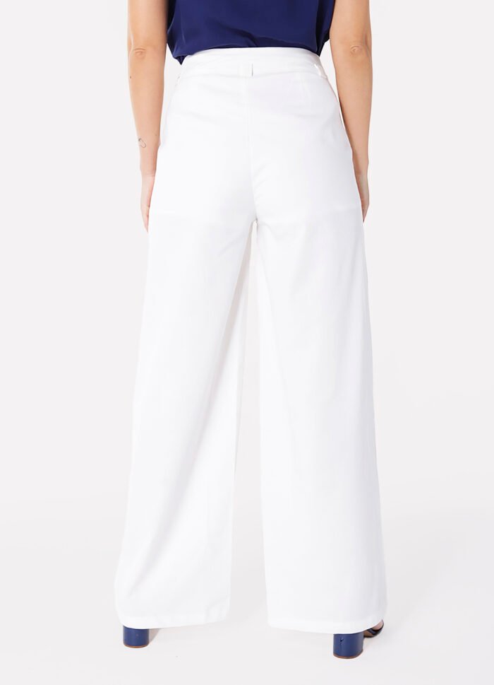 Calça de Linho Branca Pantalona Alfaiataria Feminina Sob - Imagem 4
