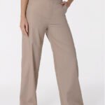 Calça de Linho Marrom Pantalona Alfaiataria Feminina Sob