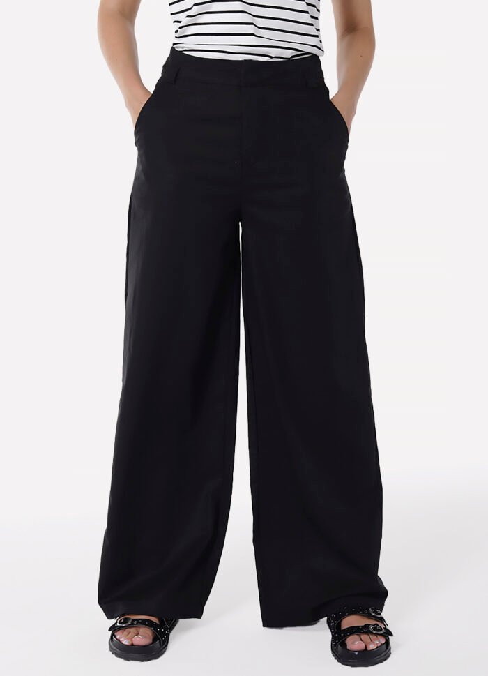 Calça de Linho Preta Pantalona Alfaiataria Feminina Sob - Imagem 4