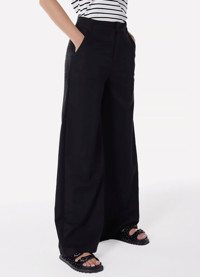 Calça de Linho Preta Pantalona Alfaiataria Feminina Sob - Imagem 7