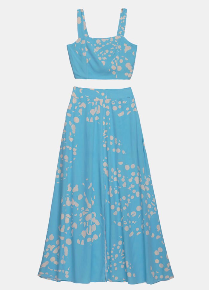 Conjunto Saia  Longa com Bolsos e Top Estampado Azul Sob - Imagem 4