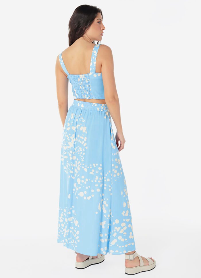 Conjunto Saia  Longa com Bolsos e Top Estampado Azul Sob - Imagem 6