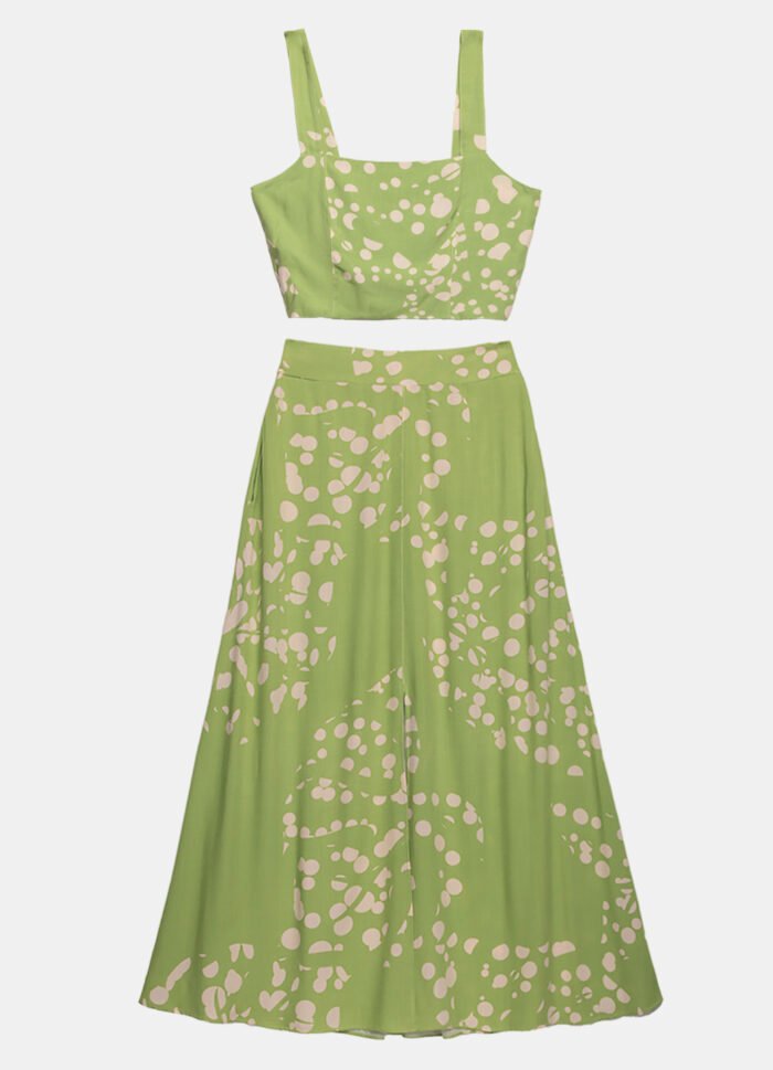 Conjunto Saia  Longa com Bolsos e Top Estampado Verde Sob - Imagem 4