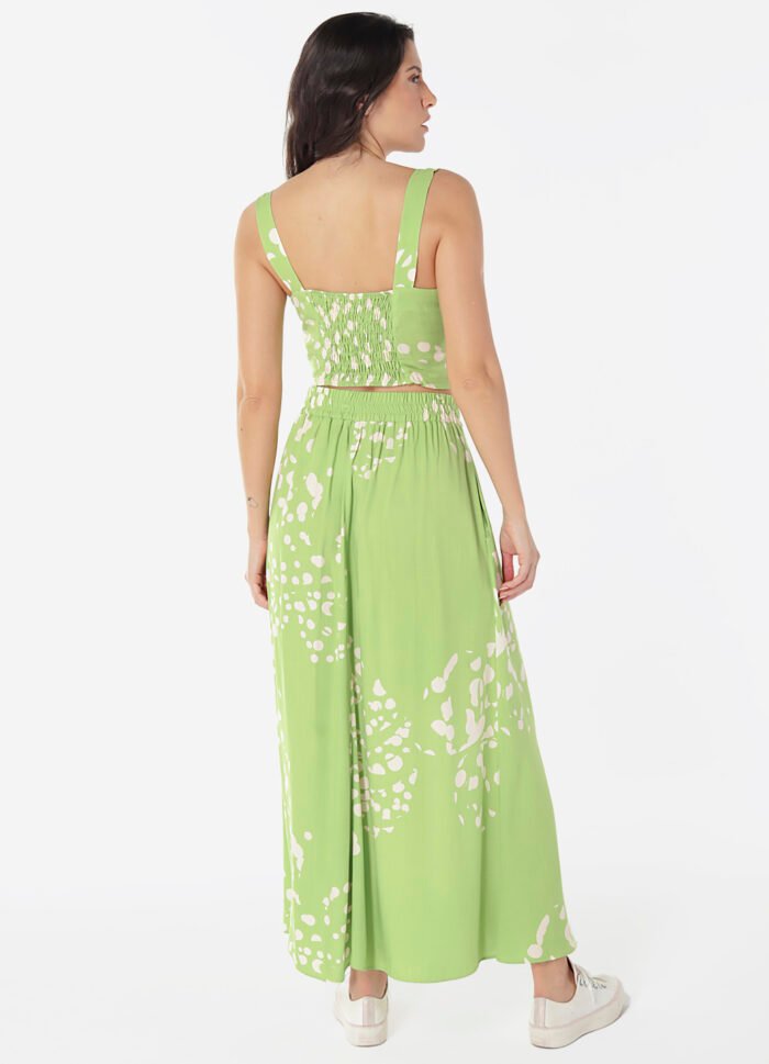 Conjunto Saia  Longa com Bolsos e Top Estampado Verde Sob - Imagem 6
