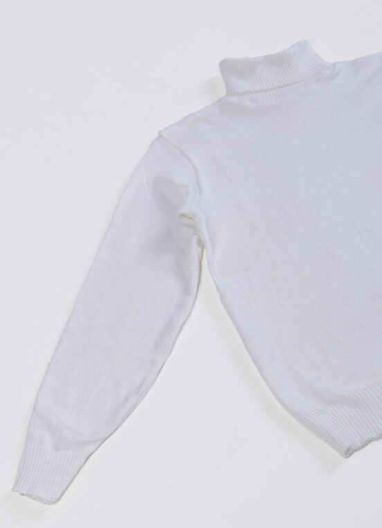 Blusa de Tricot Gola Alta Branca Manga Longa Justa - Image 4