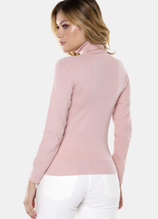 Blusa de Tricot Gola Alta  Rose Manga Longa Justa - Image 4