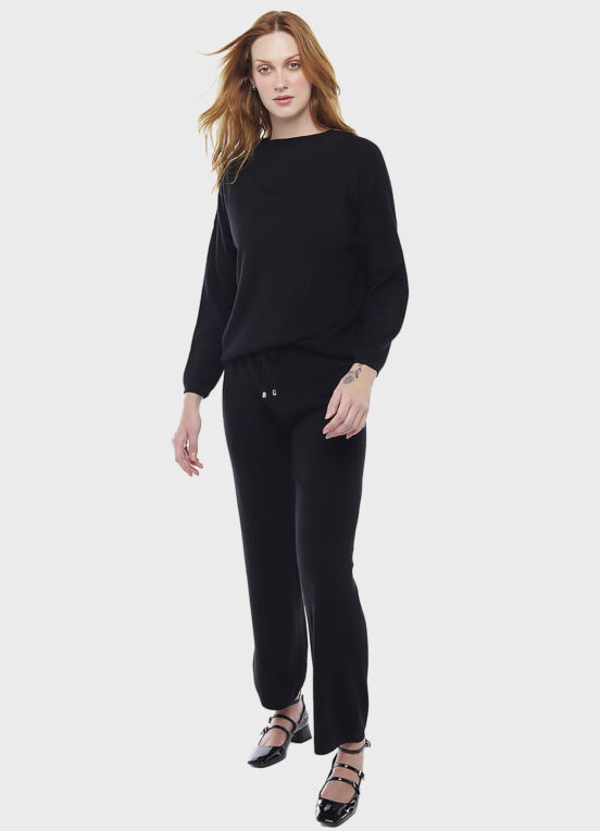 Conjunto de Calça e Blusa de Tricot Macio Preto