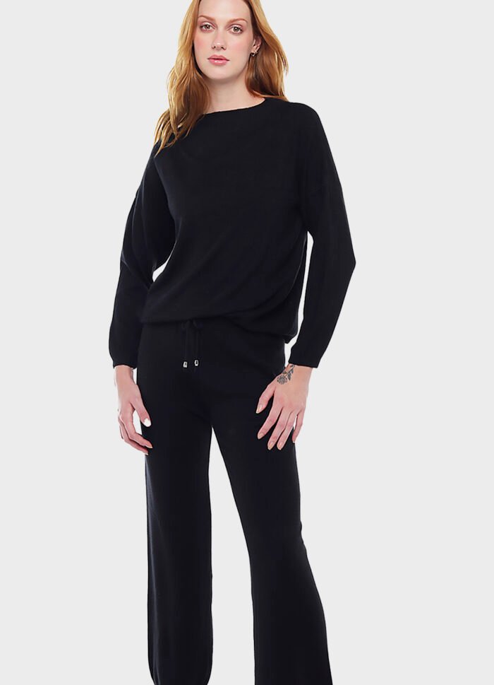 Conjunto de Calça e Blusa de Tricot Macio Preto - Imagem 4