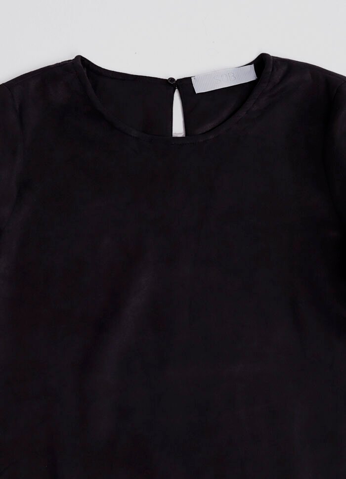 Vestido de Suede Preto com Mangas 3/4 - Imagem 3