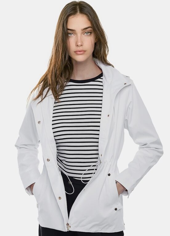 Casaco Parka Branco Forrada com Capuz Sob