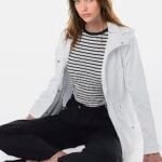 Casaco Parka Branco Forrada com Capuz Sob