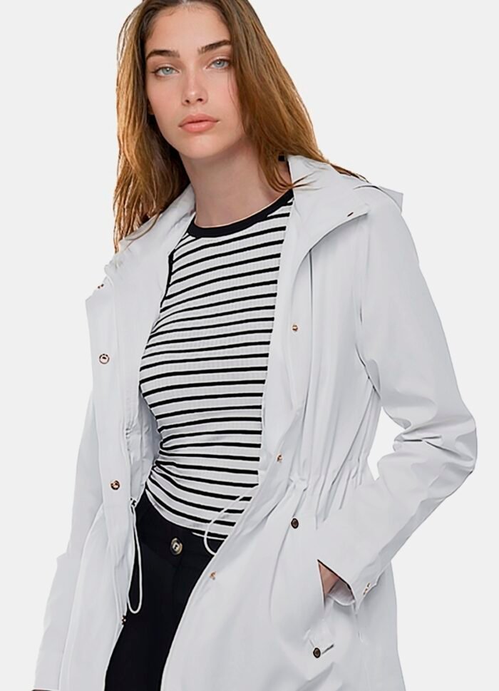 Casaco Parka Branco Forrada com Capuz Sob - Imagem 2