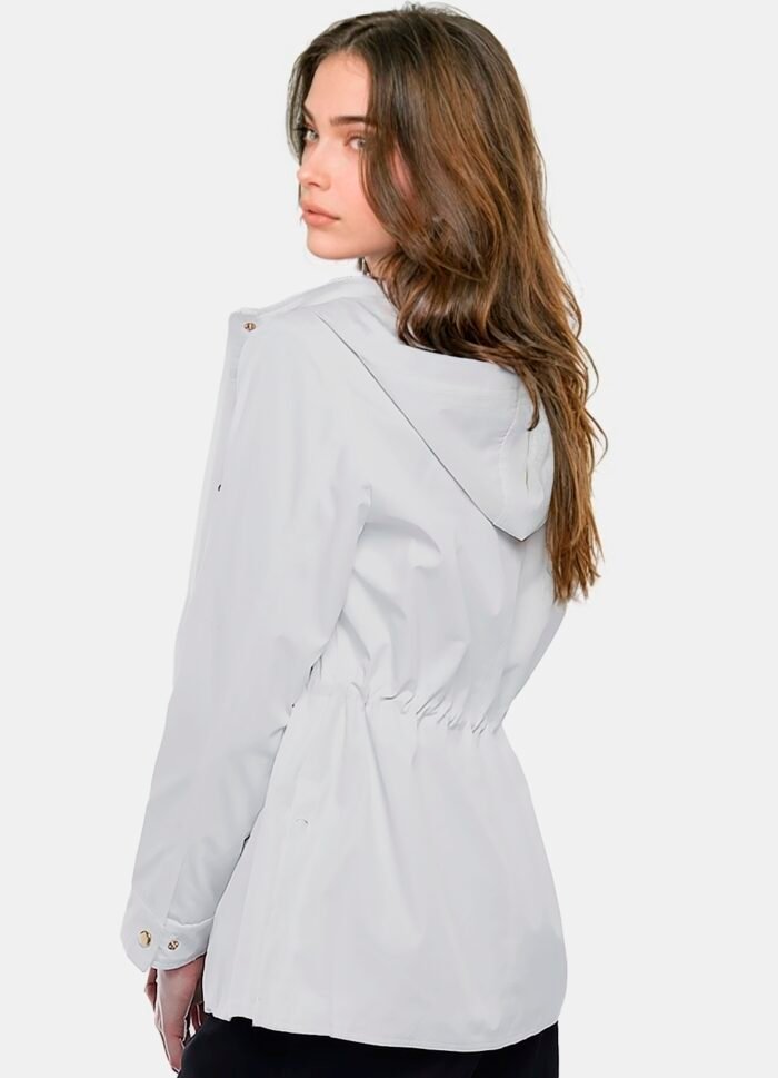 Casaco Parka Branco Forrada com Capuz Sob - Imagem 6