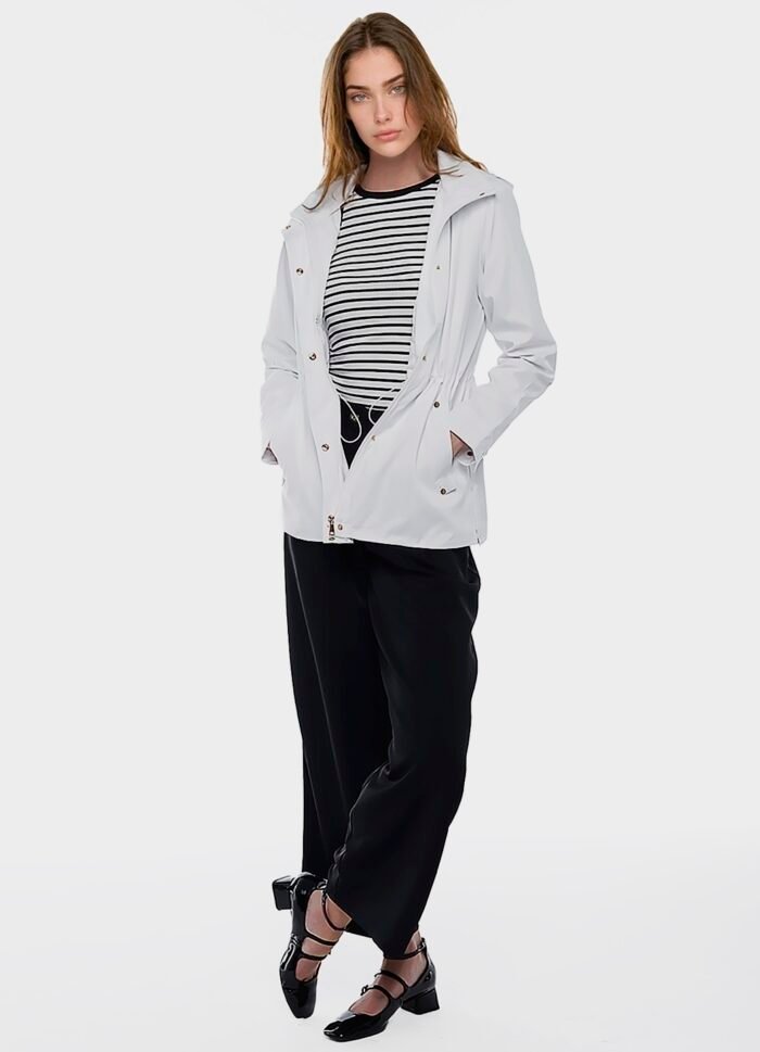 Casaco Parka Branco Forrada com Capuz Sob - Imagem 5