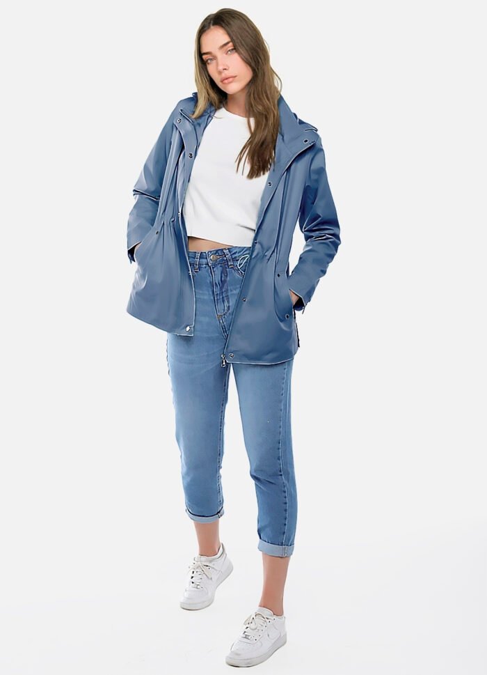 Casaco Parka Azul Forrada com Capuz - Imagem 4