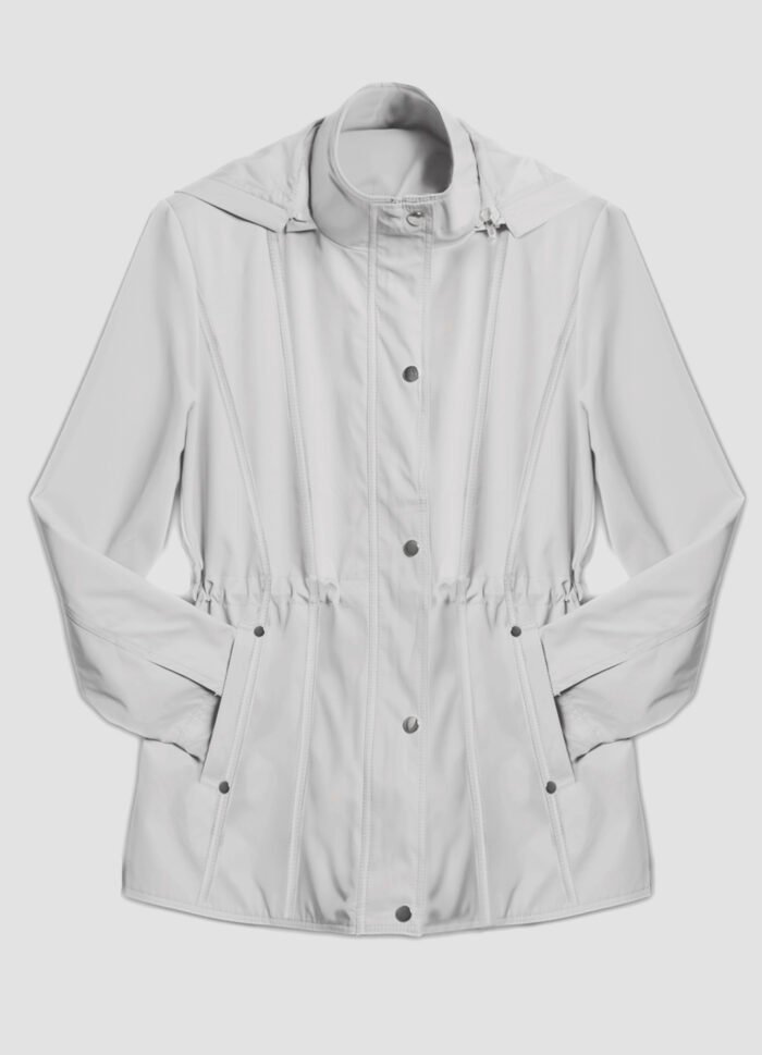 Casaco Parka Branco Forrada com Capuz Sob - Imagem 4