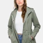 Casaco Parka Verde Militar Forrada com Capuz