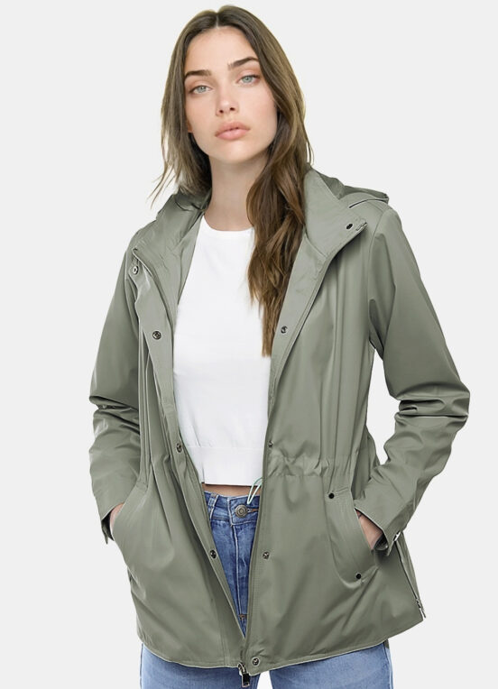 Casaco Parka Verde Militar Forrada com Capuz