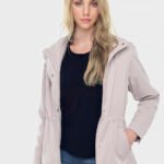 Casaco Parka Bege Social Forrada com Capuz Sob