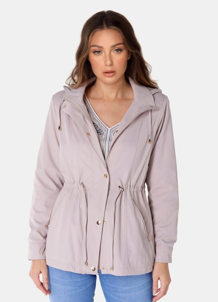 Casaco Parka Bege Forrada PELÚCIA  Botão Dourado - Imagem 3