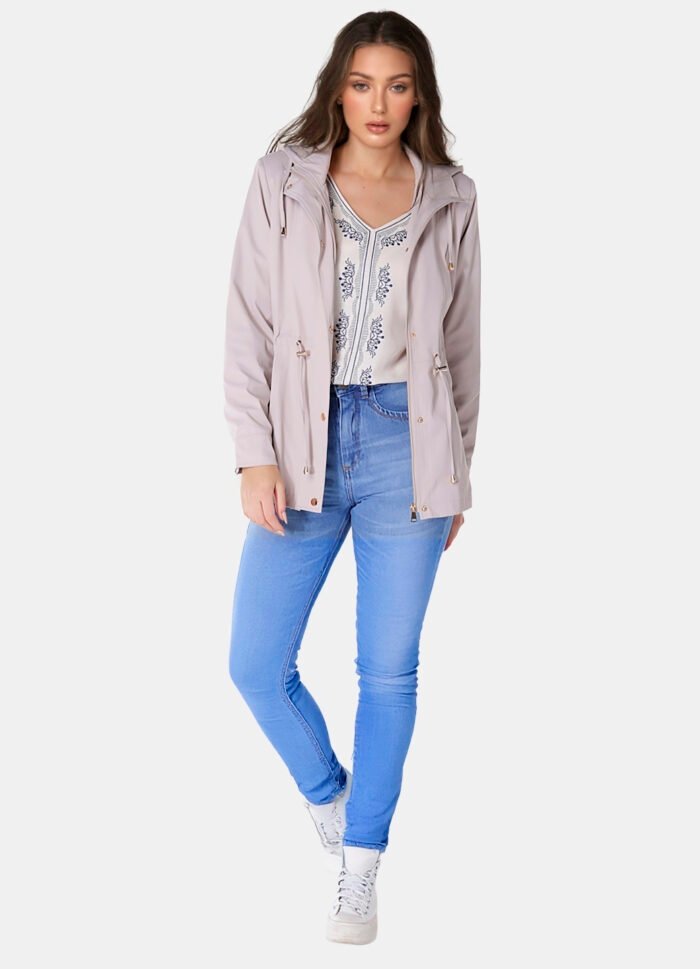 Casaco Parka Bege Forrada PELÚCIA  Botão Dourado - Imagem 7