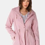 Casaco Parka Rosa Forrada PELÚCIA  Botão Dourado