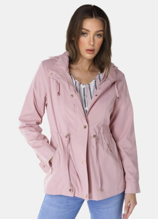 Casaco Parka Rosa Forrada PELÚCIA  Botão Dourado
