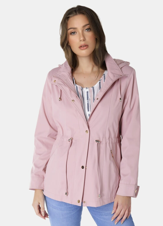 Casaco Parka Rosa Forrada PELÚCIA  Botão Dourado - Image 3