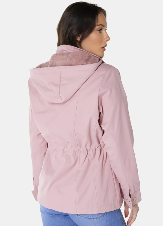Casaco Parka Rosa Forrada PELÚCIA  Botão Dourado - Image 5