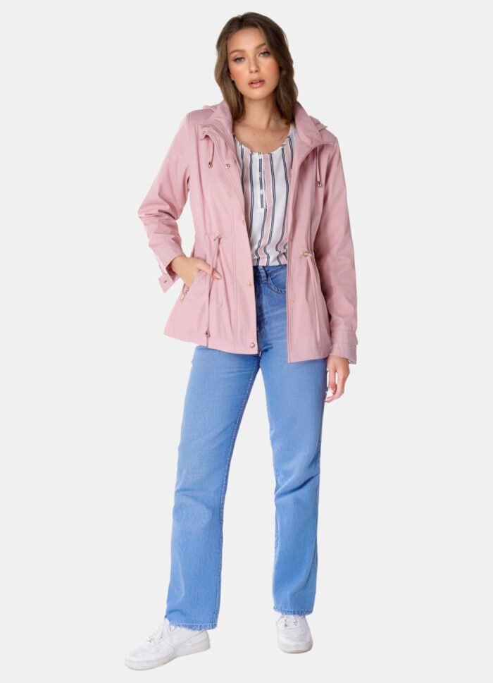 Casaco Parka Rosa Forrada PELÚCIA  Botão Dourado - Imagem 6